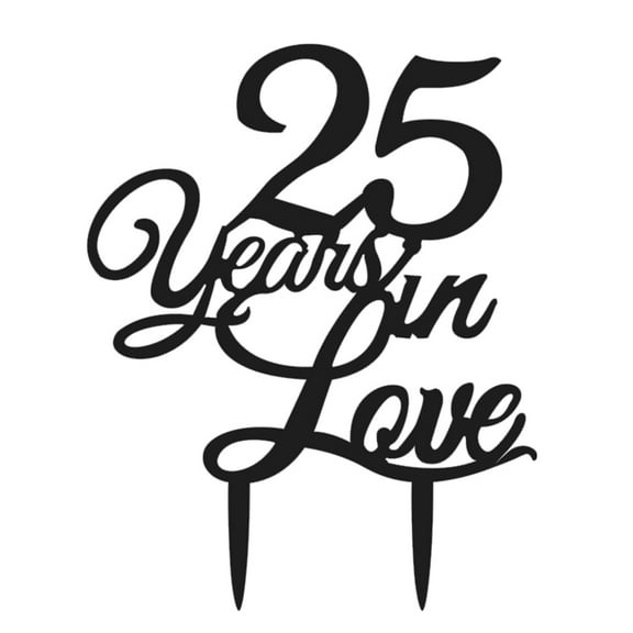 25 Years in Love Classy 25th Birthday Cake Topper 25th Anniversary Cake Topper for Wedding Engagement Party