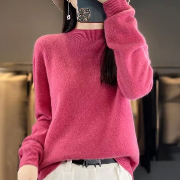 25 autumn and winter new seamless first-line ready-to-wear with semi-turtleneck 100 pure wool sweater women's long-sleeved knitted bottoming shirt
