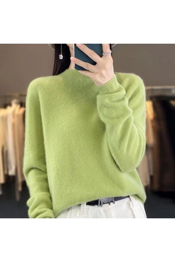 25 autumn and winter new seamless first-line ready-to-wear with semi-turtleneck 100 pure wool sweater women's long-sleeved knitted bottoming shirt