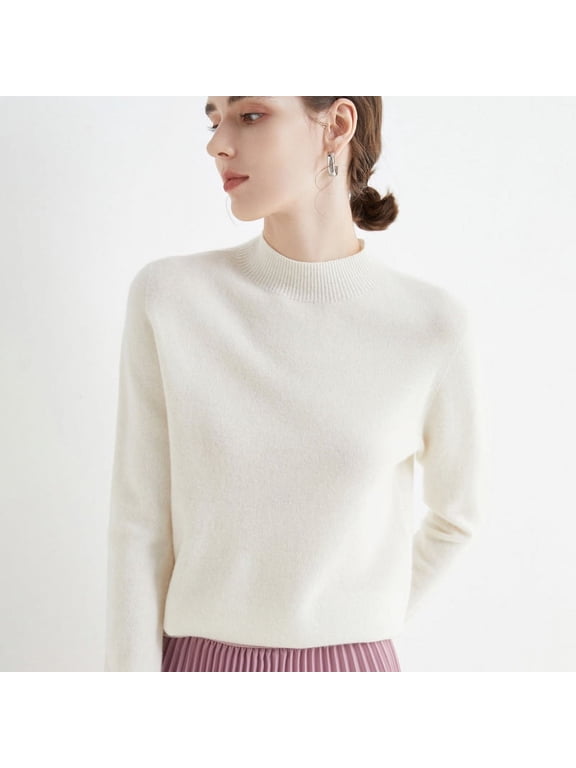 25 autumn and winter new seamless first-line ready-to-wear with semi-turtleneck 100 pure wool sweater women's long-sleeved knitted bottoming shirt