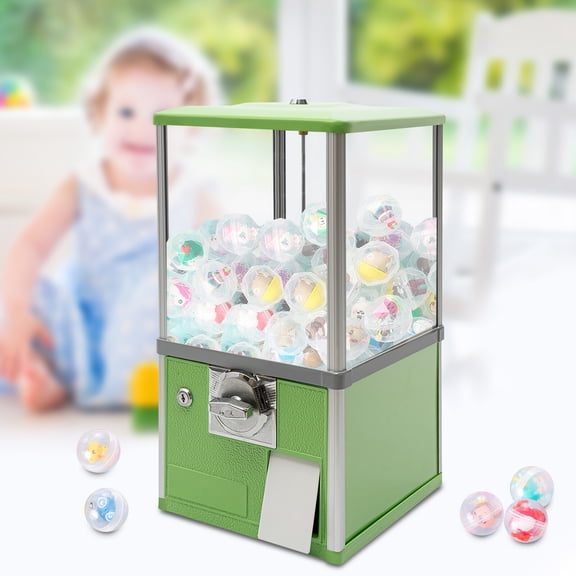 25-cent Vending Machines, Green, Big Capsule Vending Machine, Gumball Machine for Kids, Commercial