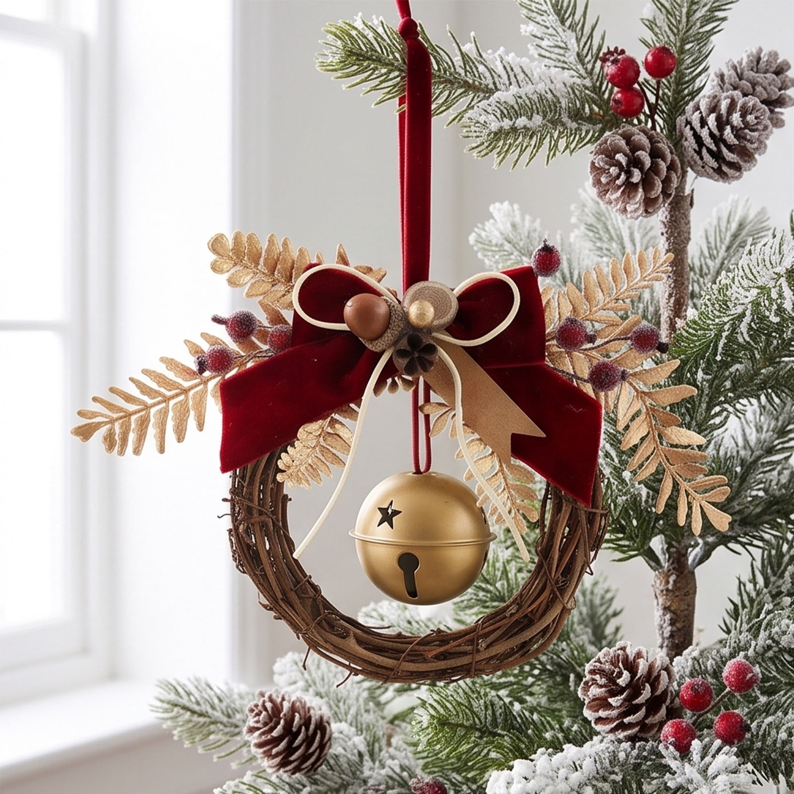 25 cm Bell Christmas Wreath, Seasonal hanging door decoration, for ...