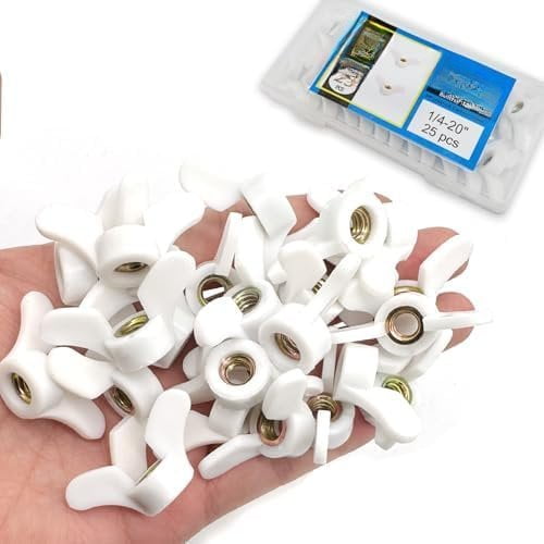 25 count 1/4"-20 Wingnuts Plastic Wing Nuts Fasteners Butterfly Nut, Hand Twist Tighten Hardware Nuts Butterfly Wing-Nut