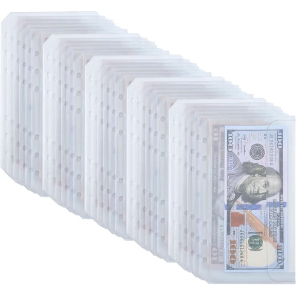 25 count A6 Binder Pockets with No Zippers, Zipless Budget Envelopes with , A6 Binder Pouch for 6 Ring Binder, Folder Organizer, Clear PVC Savings Challenges Envelopes.