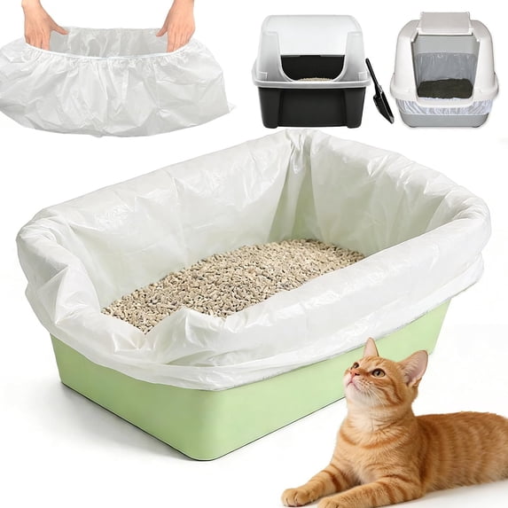 25 count Large Elastic Litter Box Liners for Litter Boxes and for Catit Hooded Litter Pan, 2 MIL Super -Resistant & Disposable Bags, 30 lb Capacity, 42" x 20"