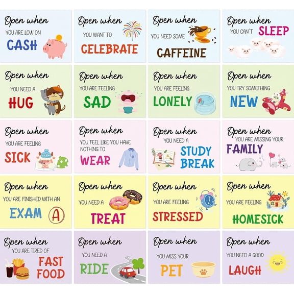 25 count Open When Envelopes for College Student Gifts | Going Leaving Graduation Long Distance Relationship Girlfriend Boyfriend Kit Card Holder
