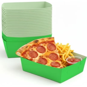 25 count Paper Tray 4 lb Large Nacho Plates Disposable Serving Snack Trays Large Paper Trays Boat for Nachos, Hotdogs, Tacos, Fries (Green)