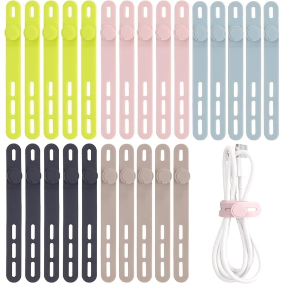 25 count Ties, Ties , High Elasticity Cord Wraps for Electrical Cords, Cord Organizer for Earphone, Phone Charger(Colorful)