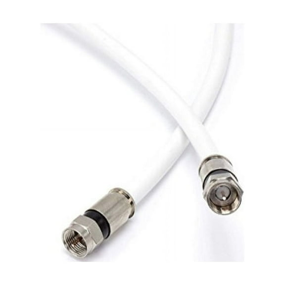 25' feet white rg6 solid copper coax, coaxial cable with two male f-pin male connectors