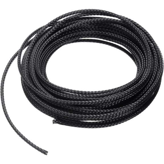 25 ft - 1/8 Inch Expandable Braided Cable Sleeve, PET Cable Management Wire Sleeving Cord Protector, Wire Wrap Loom Tube for TV Computer Audio, Office Home Devices, Black