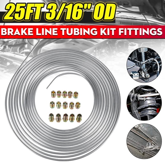 25 ft 3/16 Steel Tube Roll Universal Performance Brake Line Kit with Fittings