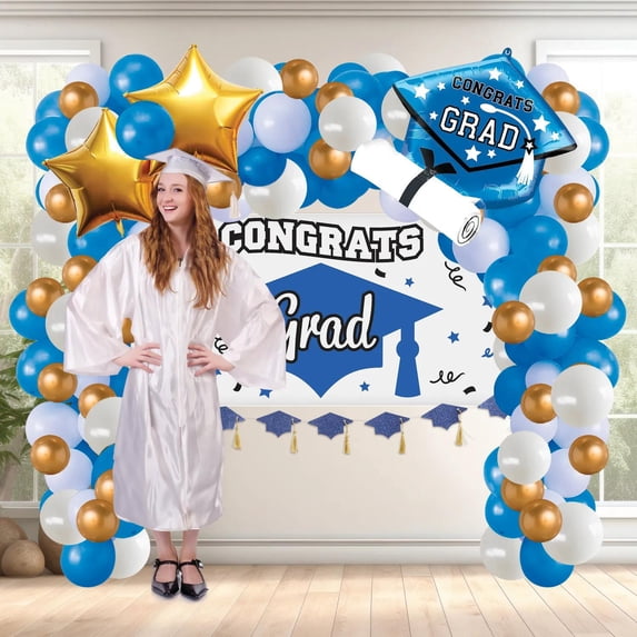 25 ft. Blue Graduation Balloon Garland & Banner Decorating Kit - 152 Pc.