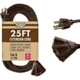 25 ft Brown Extension Cord with 3 Electrical Power Outlet 16/3 SJTW