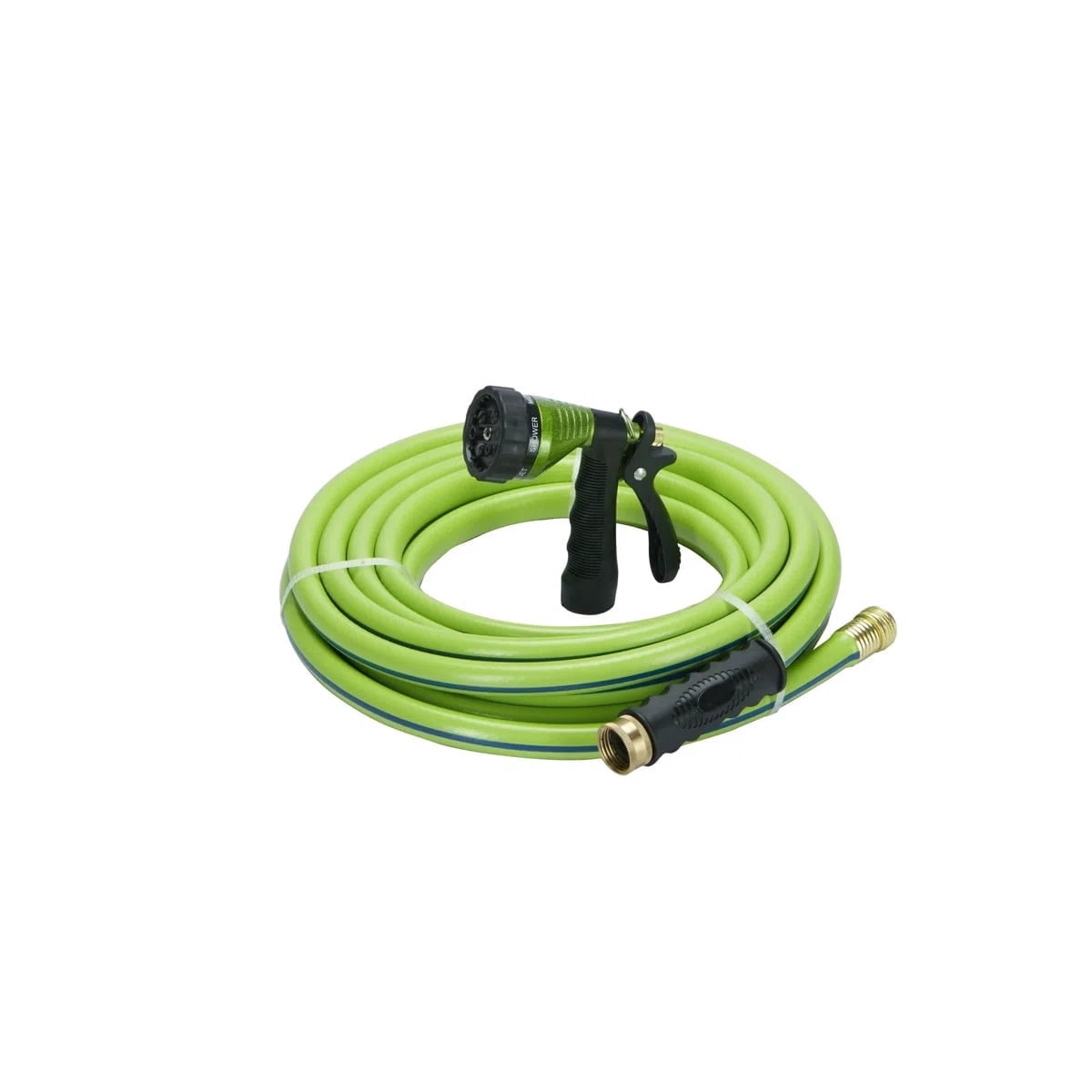 25 ft Coil Garden Hose with Spray Nozzle, PU Flexible Hose, Lightweight, Kink-Resistant