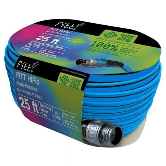 25 ft. HiFlo Medium Duty Commercial Grade Lightweight Garden Hose, Black & Blue