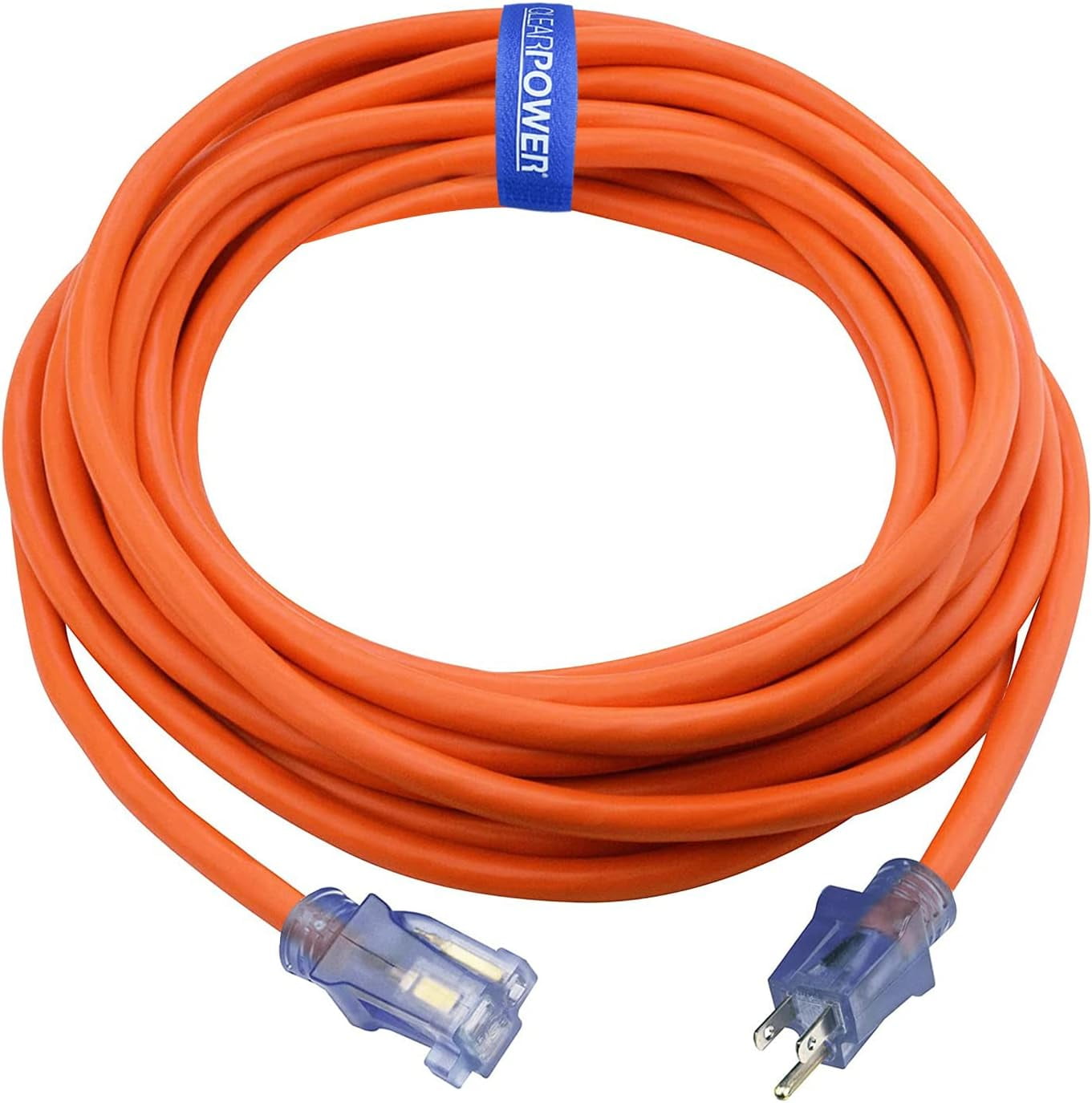 25 ft Indoor/Outdoor Extension Cord, Orange, Power Indicator Light