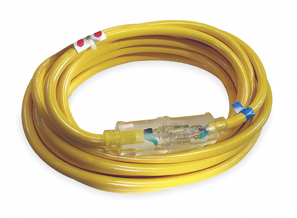 25 ft. Indoor, Outdoor Lighted Extension Cord; Max Amps: 13.0, Number of Outlets: 1, Yellow