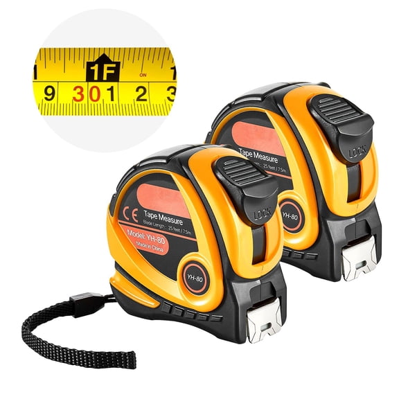 25 ft Tape Measure Set, Retractable Dual-Scale Measuring Tool with ABS Case, Easy Read Steel for Outdoor and Home Decoration