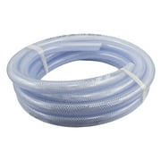25 ft x 1/2" ID High Pressure Braided Clear Flexible PVC Tubing Heavy Duty UV Chemical Resistant Vinyl Hose