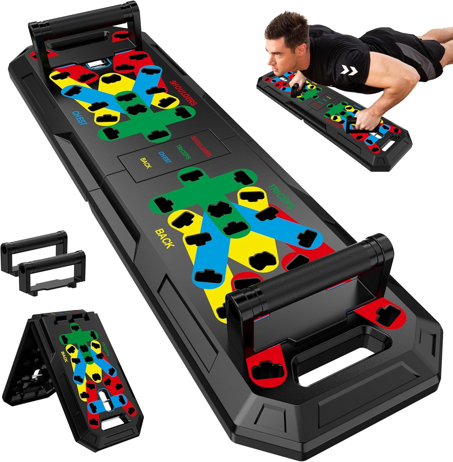 Planche à Pompes 25-en-1 4ème Génération - Pliable, Avec élastiques, Barre, Poulies, 600lbs