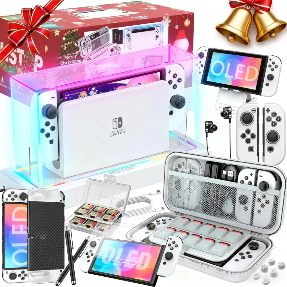 25-in-1 Accessories Bundle for Nintendo Switch OLED (White) - Gift Kit ...