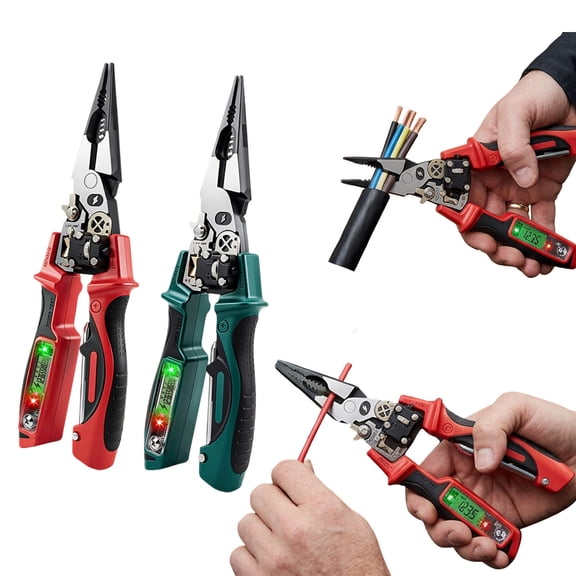 25-in-1 Multifunctional Digital Electrician's Pliers with Voltage Tester Heavy Duty Wire Stripper Cutter Crimping Tool for Electrical Work Home DIY & Use