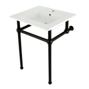 25 in. Addington Console Sink with Brass Legs, White & Matte Black