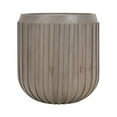 thumbnail image 1 of 25 in. Alisha Handcrafted Mango Wood Drum Shape Side End Table with Ribbed Edges, Gray, 1 of 1