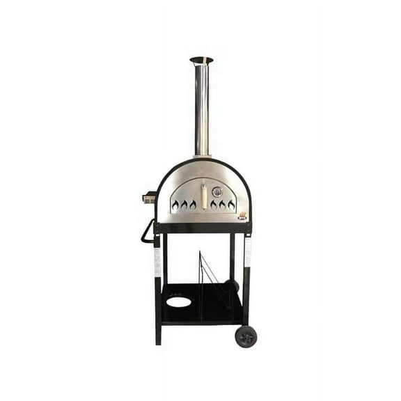 25 in. Hybrid Wood & Gas Pizza Oven with Burner Included, Black