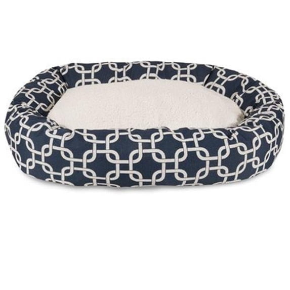 25 in. Links Sherpa Donut Pet Bed, Navy Blue