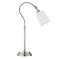 thumbnail image 1 of 25 in. Metal Arched Table Lamp with White Drum Shade, Nickel, 1 of 1