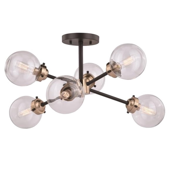 25 in. Orbit Semi-Flush Mount in Muted Brass & Oil Rubbed Bronze