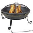 25 in Victorian Steel Fire Bowl with Handles and Spark Screen