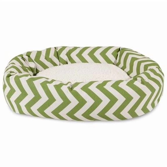 25 in. Zig Zag Sherpa Donut Pet Bed - Sage