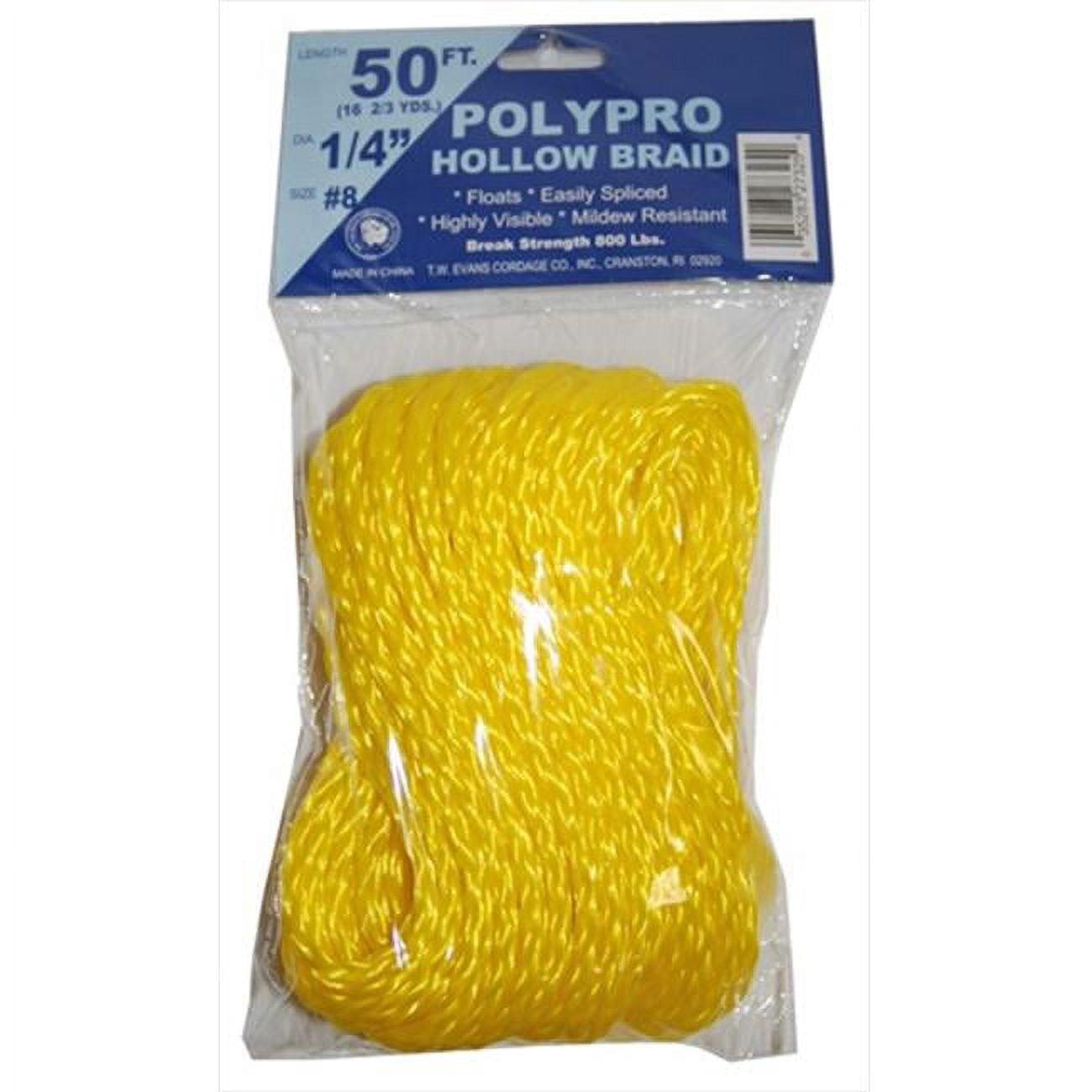 25 in. x 50 ft. Hollow Braid Polypro Rope in Yellow - Walmart.com