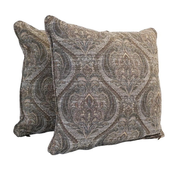 25-inch Double-corded Patterned Chenille Square Floor Pillows with Inserts (Set of 2) 9813-CD-S2-JCH-CO-40