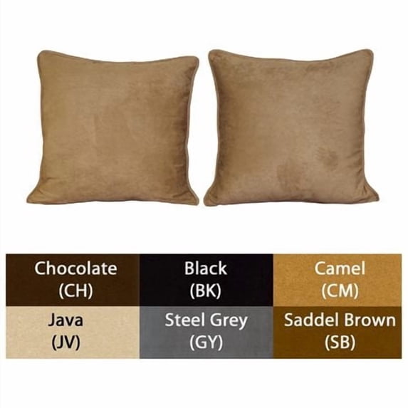 25-inch Double-corded Solid Microsuede Square Floor Pillows with Inserts (Set of 2) 9813-CD-S2-MS-CH
