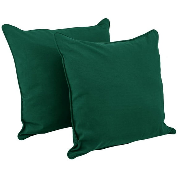25-inch Double-corded Solid Twill Square Floor Pillows with Inserts (Set of 2), Forest Green