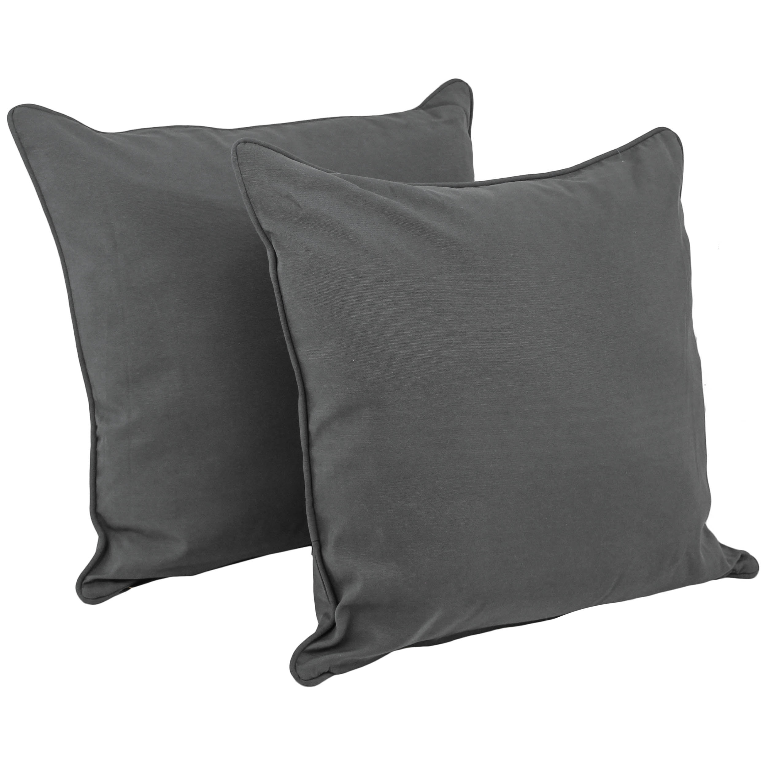 25 inch Double corded Solid Twill Square Floor Pillows with Inserts Set of 2 Steel Grey