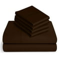 thumbnail image 1 of 25-inch Extra Deep Pockets - Pure Giza Cotton King Size, Chocolate Color Bedsheet Set - 300-Thread-Count, 6-PC [1 flat sheet, 1 fitted sheet, 2 pillowcases], 1 of 7
