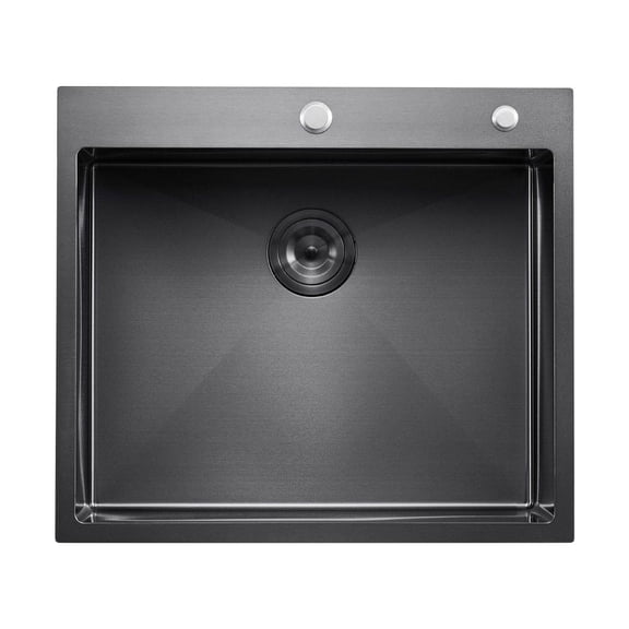 25 inch Kitchen Sink Workstation, 304 Stainless Steel Single Bowl Drop-In Sink, Nano Black Finish, Quiet Design, RV/Prep Kitchen/Bar Sink with Drain Kit
