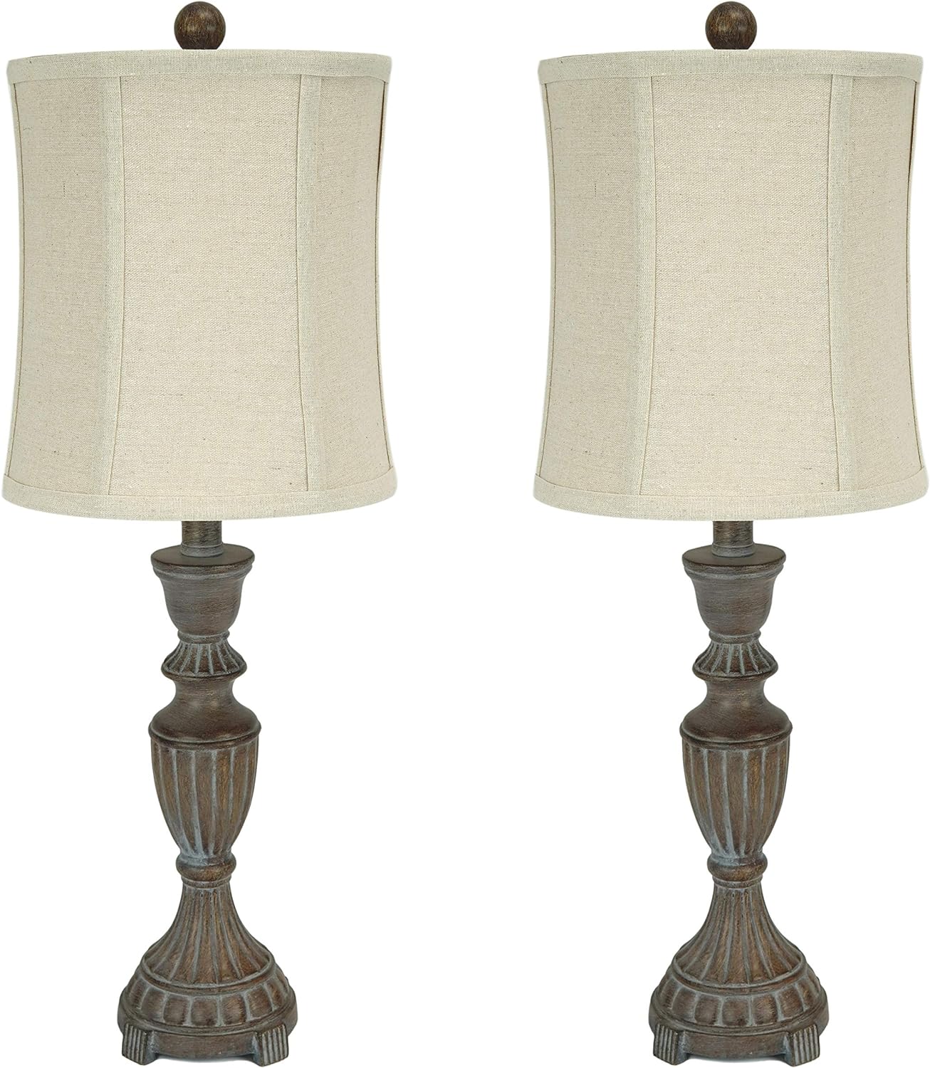 25 inch Rustic Whitewashed Finish Table Lamps Console Lamps Side Table