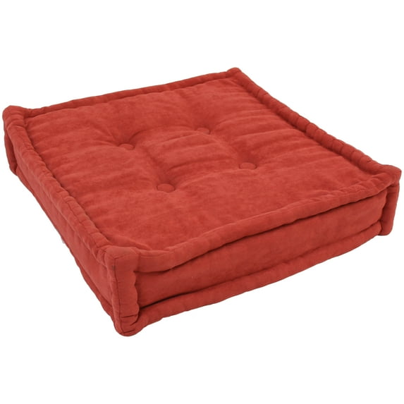 25-inch Square Corder Floor Pillow with Button Tufts - Cardinal Red