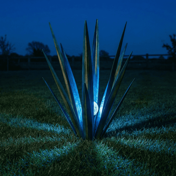 Unbranded Garden Statue 25.9 in Rustic Lighted Agave Artificial Plants Garden Statues, UV Resistant