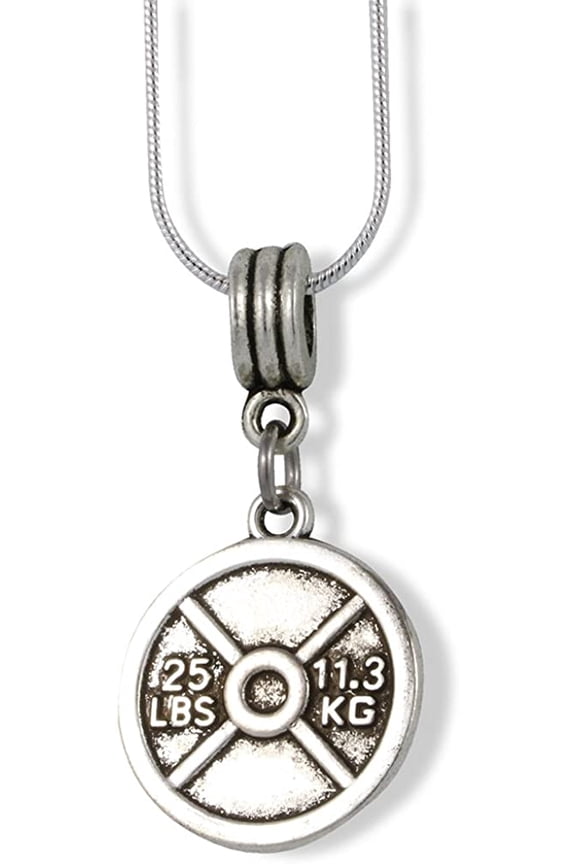 25 lb 11.3 kg Barbell Weight Charm Snake Chain Necklace