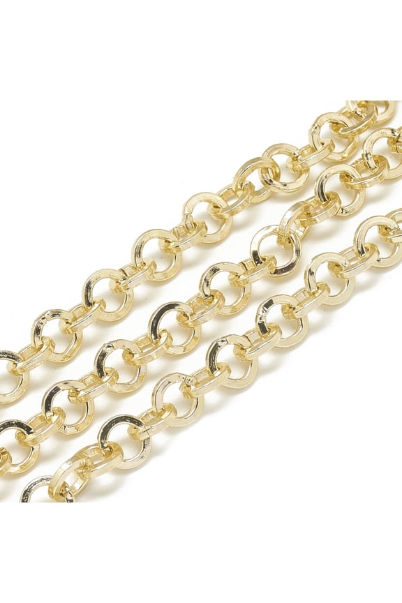 25 m Aluminum Chains Belcher Chains Unwelded Flat Ring Gold 8x1.6mm