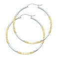 thumbnail image 1 of 25 mm Dia 14K Two-tone Gold Hoop Earrings Diamond Cut tube secured click-top, 1 of 1