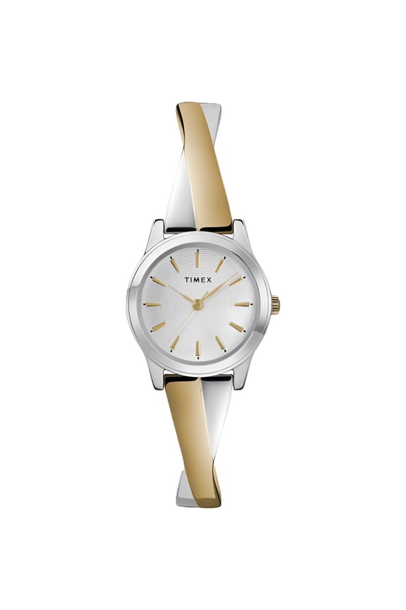 25 mm Womens Stretch Bangle Crisscross Expansion Band Watch, Two-Tone