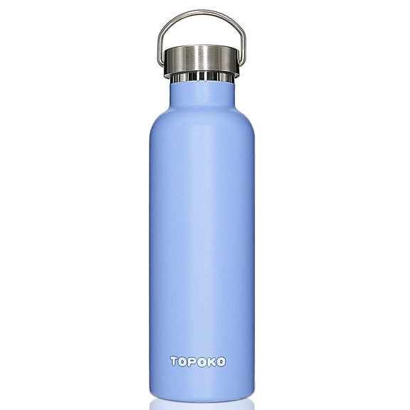 TOPOKO 25 Oz Stainless Steel Vacuum Water Bottle Double Wall Bottle Insulated Thermos Sports hike Travel Leak Proof Bottle BPA free Metal Lid Skyblue