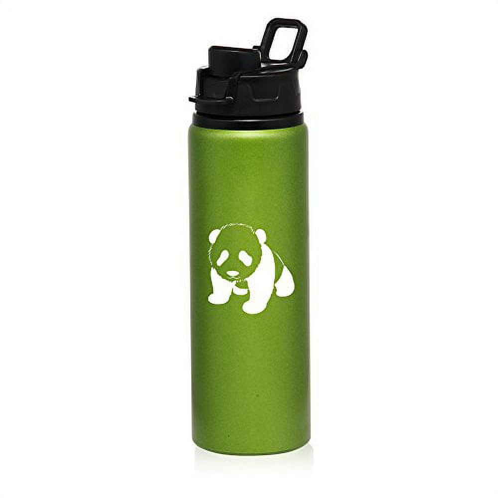 25 oz Aluminum Sports Water Travel Bottle Baby Panda (Green)